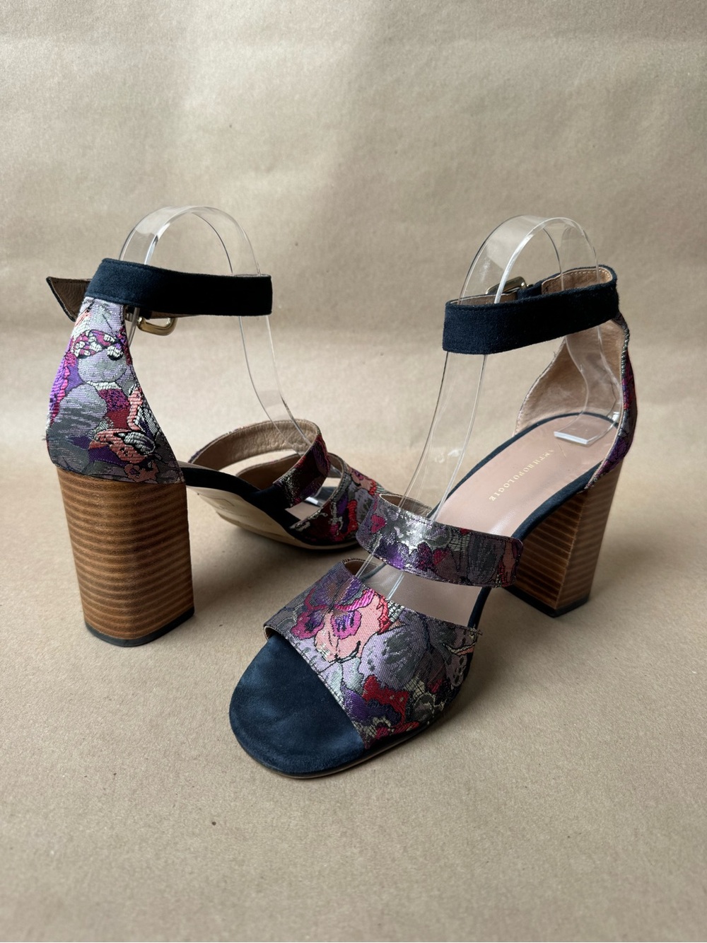 Anthropologie Jacquard Strappy Formal Block Heels (Women’s US size 7.5 EUR 38) - Picture 5 of 5